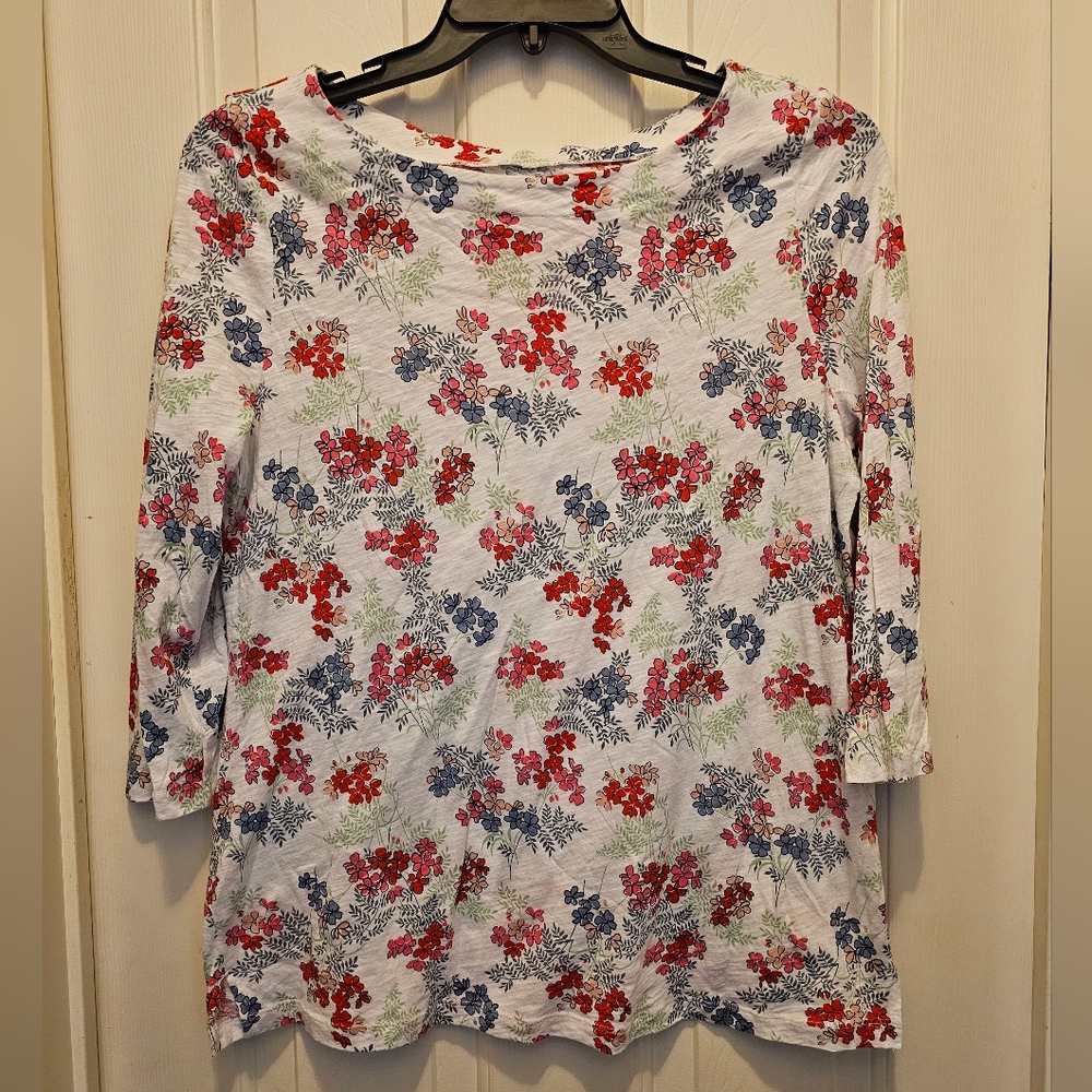 LOFT Floral Print Women's Boat Neck Top - XL